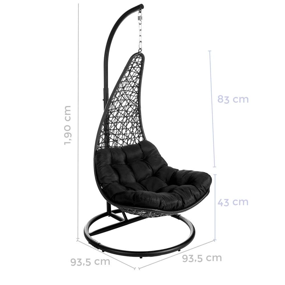 Silla Colgante LÁGRIMA Dido con Mástil Negro | Balancín de Jardín - 104 cm - Imagen 3