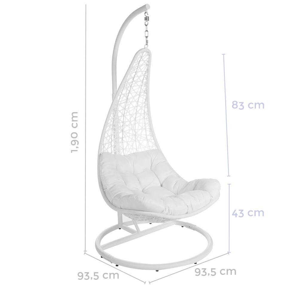 Silla Colgante LÁGRIMA Dido con Mástil Blanco | Balancín de Jardín - 104 cm - Imagen 2
