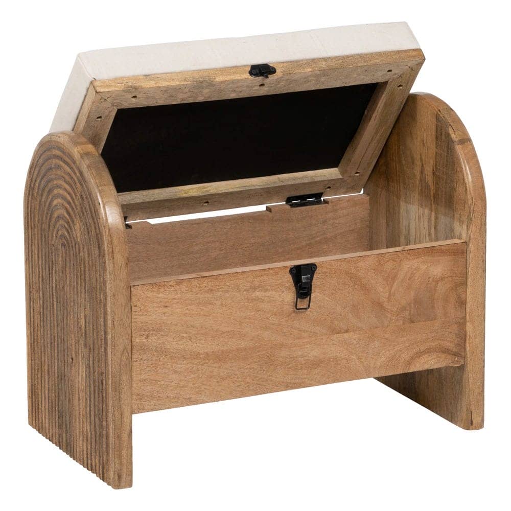 Banqueta-Baúl Natural de Madera de Mango con Cojín de Espuma - Almacenamiento Estilo Minimalista 51 cm - Imagen 2