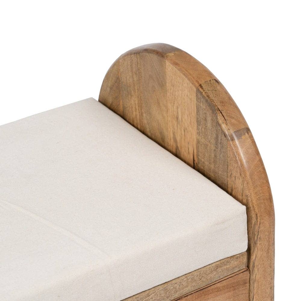Banqueta-Baúl Natural de Madera de Mango con Cojín de Espuma - Almacenamiento Estilo Minimalista 51 cm - Imagen 5