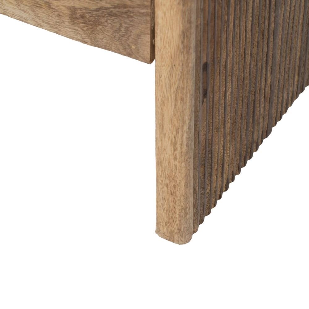 Banqueta-Baúl Natural de Madera de Mango con Cojín de Espuma - Almacenamiento y Asiento 56 cm para Salón, Pasillo y Dormitorio - Imagen 9
