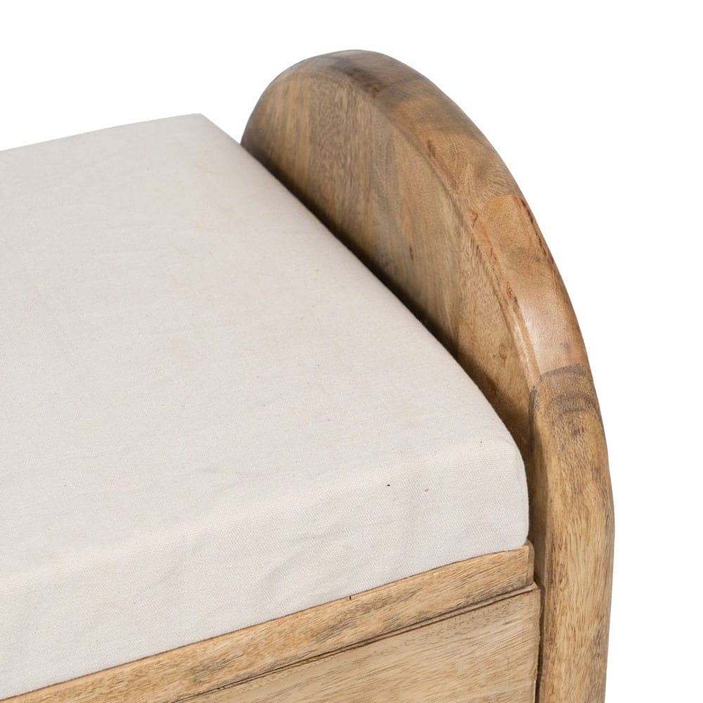 Banqueta-Baúl Natural de Madera de Mango con Cojín de Espuma - Almacenamiento y Asiento 56 cm para Salón, Pasillo y Dormitorio - Imagen 5