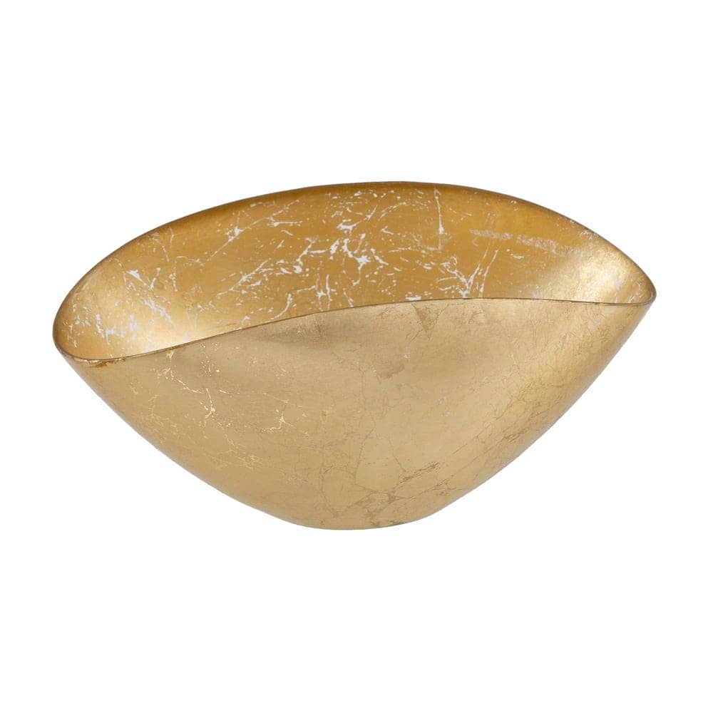 Bowl Decorativo de Cristal Dorado de 28 cm - Hecho a Mano en Vidrio Soda-Lime, Ideal para Decoración y Almacenamiento