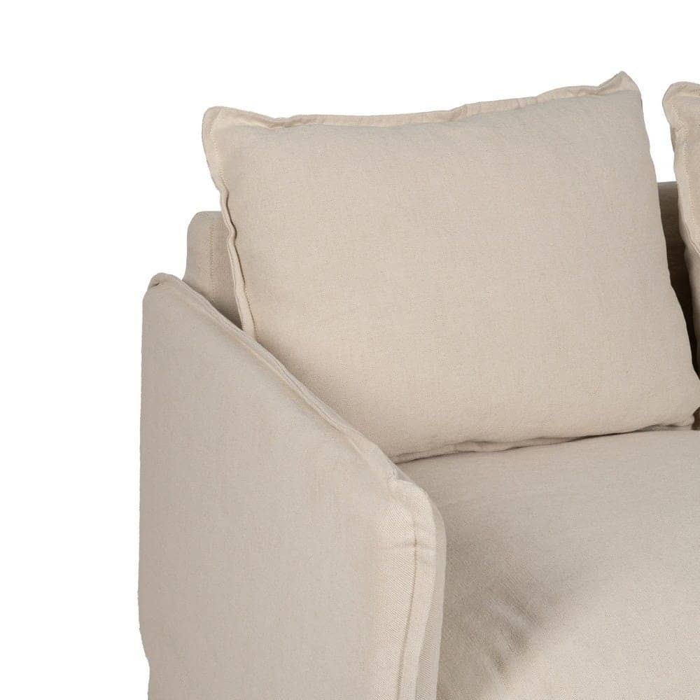 Chaise Longue Izquierda en Crema y Madera de Pino 160 cm - Sofisticación y Confort para tu Salón, Desenfundable y Ergonómica - Imagen 4
