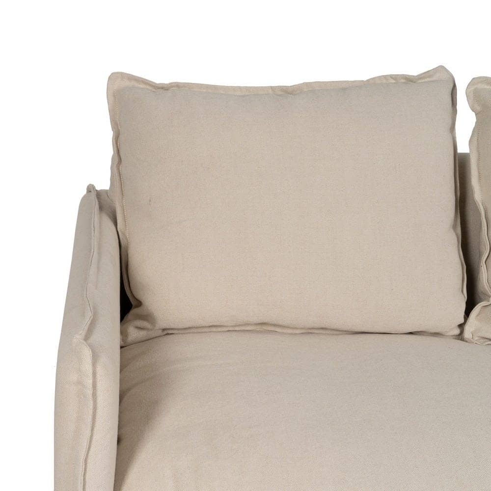 Chaise Longue Izquierda en Crema y Madera de Pino 160 cm - Sofisticación y Confort para tu Salón, Desenfundable y Ergonómica - Imagen 5