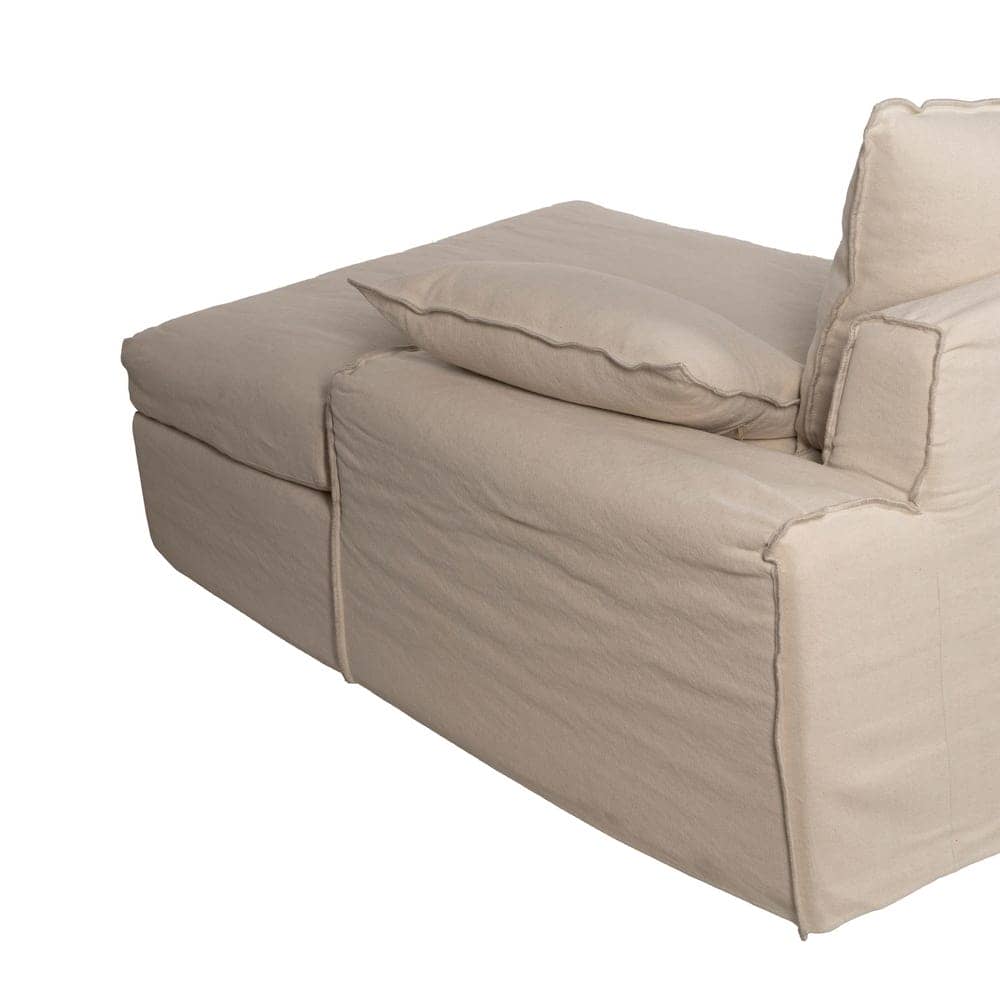 Chaise-Lounge Crema de 300 cm en Tejido y Madera - Elegancia y Confort para tu Salón, Desenfundable y Ergonomía Ideal - Imagen 11