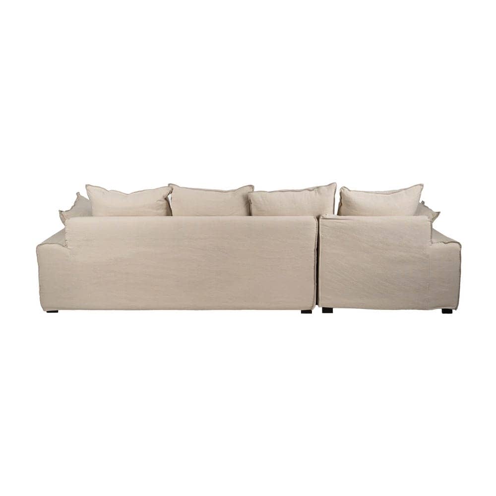 Chaise-Lounge Crema de 300 cm en Tejido de Lino y Algodón con Estructura de Madera - Elegancia y Confort para tu Salón - Imagen 3