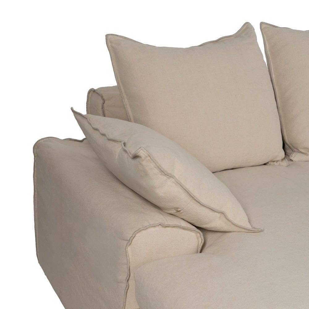 Chaise-Lounge Crema de 300 cm en Tejido de Lino y Algodón con Estructura de Madera - Elegancia y Confort para tu Salón - Imagen 4