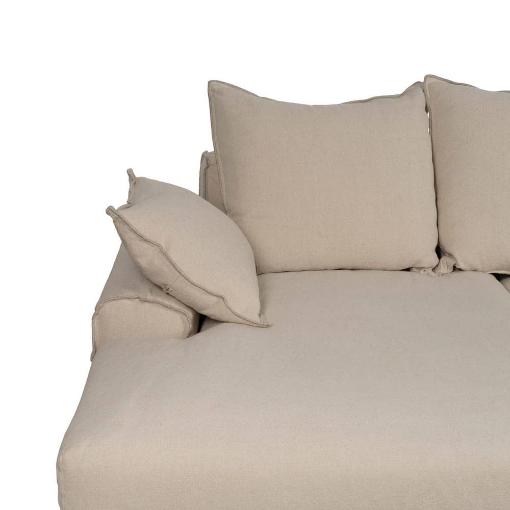 Chaise-Lounge Crema de 300 cm en Tejido de Lino y Algodón con Estructura de Madera - Elegancia y Confort para tu Salón - Imagen 5