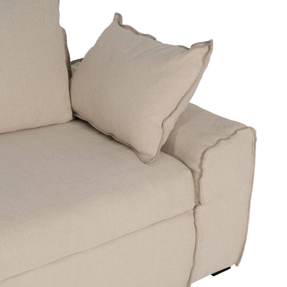 Chaise-Lounge Crema de 300 cm en Tejido de Lino y Algodón con Estructura de Madera - Elegancia y Confort para tu Salón - Imagen 7