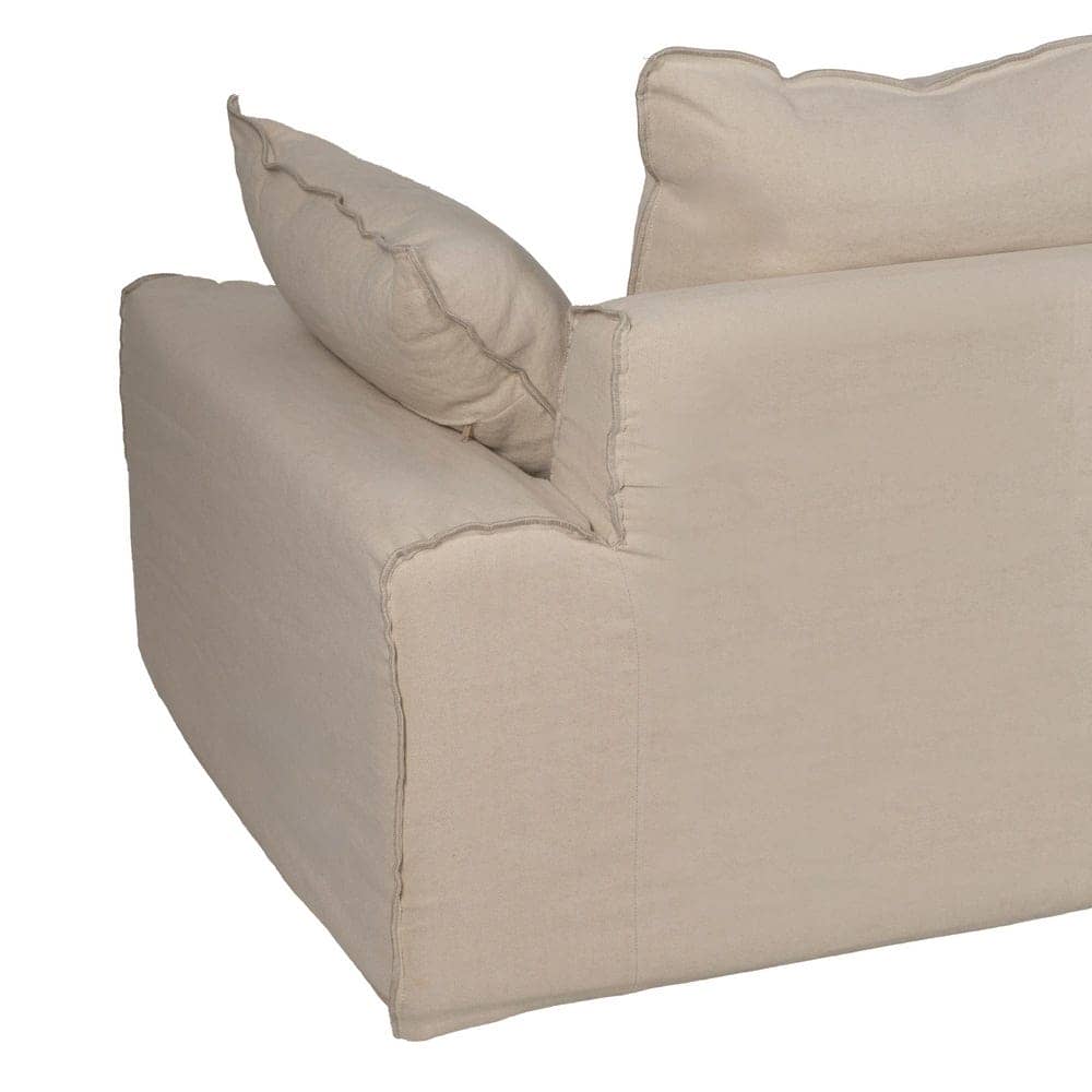 Chaise-Lounge Crema de 300 cm en Tejido de Lino y Algodón con Estructura de Madera - Elegancia y Confort para tu Salón - Imagen 13