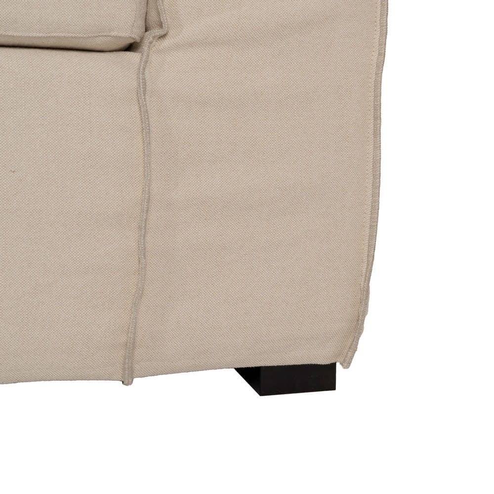 Chaise-Lounge Crema de 300 cm en Tejido de Lino y Algodón con Estructura de Madera - Elegancia y Confort para tu Salón - Imagen 14