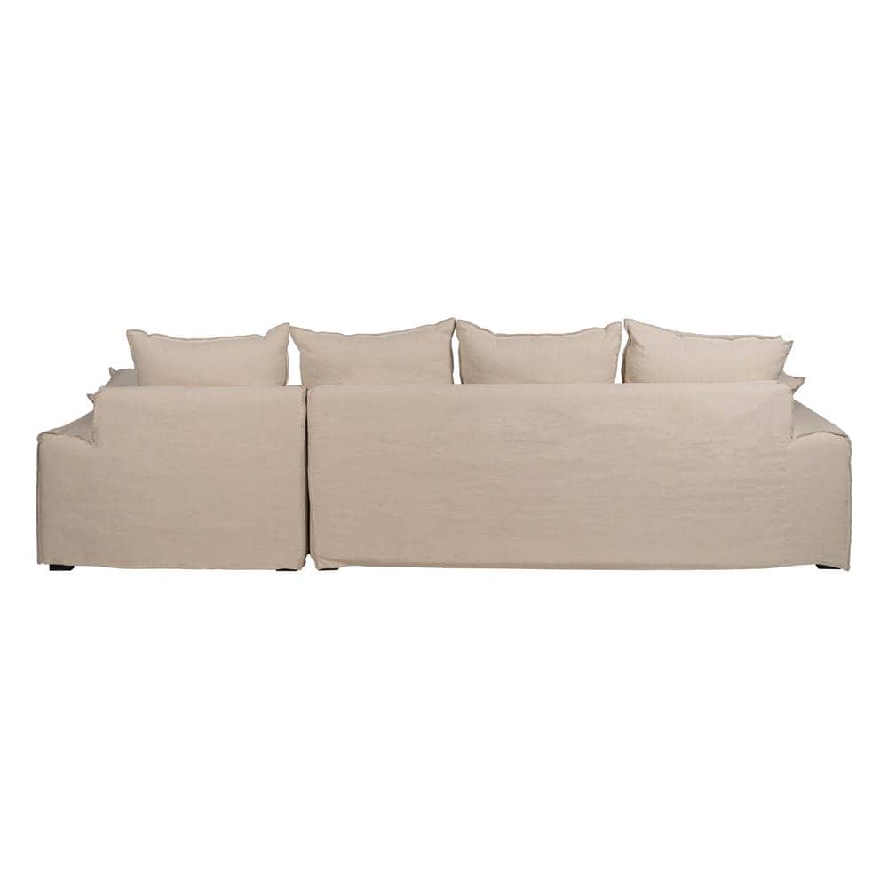 Chaise-Lounge Crema de 300 cm en Tejido y Madera - Elegancia y Confort para tu Salón, Desenfundable y Ergonomía Ideal - Imagen 3