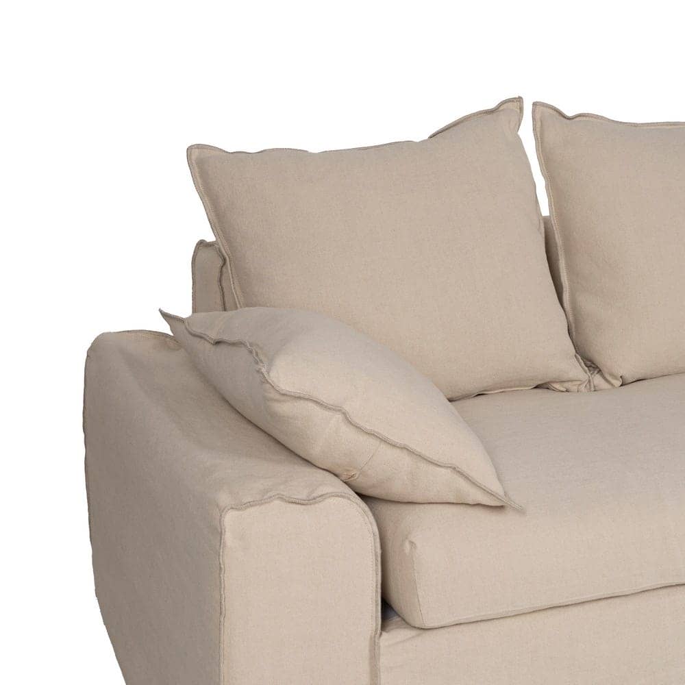 Chaise-Lounge Crema de 300 cm en Tejido y Madera - Elegancia y Confort para tu Salón, Desenfundable y Ergonomía Ideal - Imagen 4