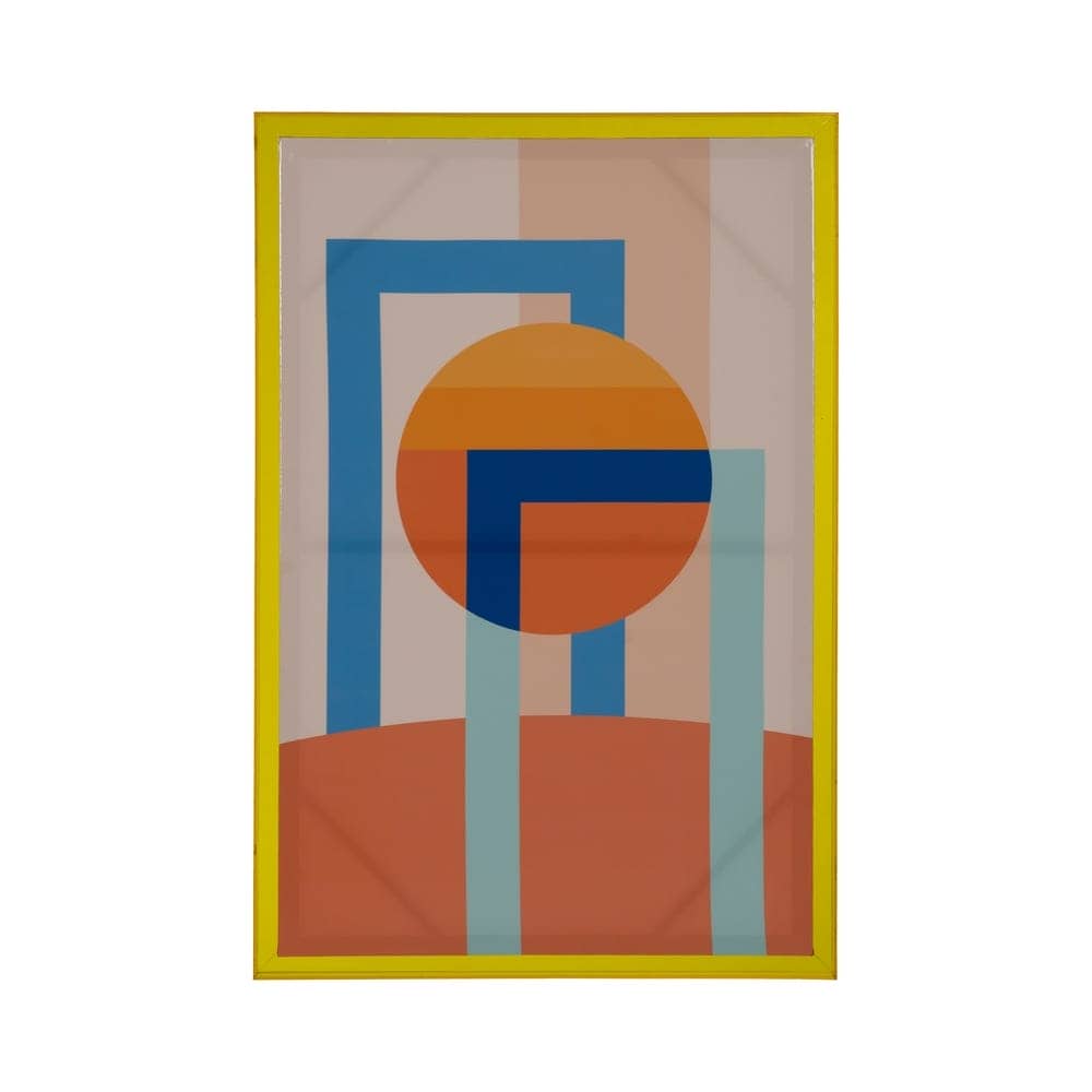 Cuadro Abstracto en Marco Amarillo de 80 cm - Decoración Moderna y Energética para Salón y Oficina