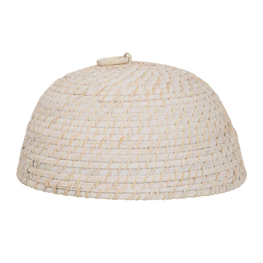 Cubre Alimentos Blanco de Fibra Natural de 18 cm - Elegante y Ecológico en Ratán y Bambú - Imagen 2
