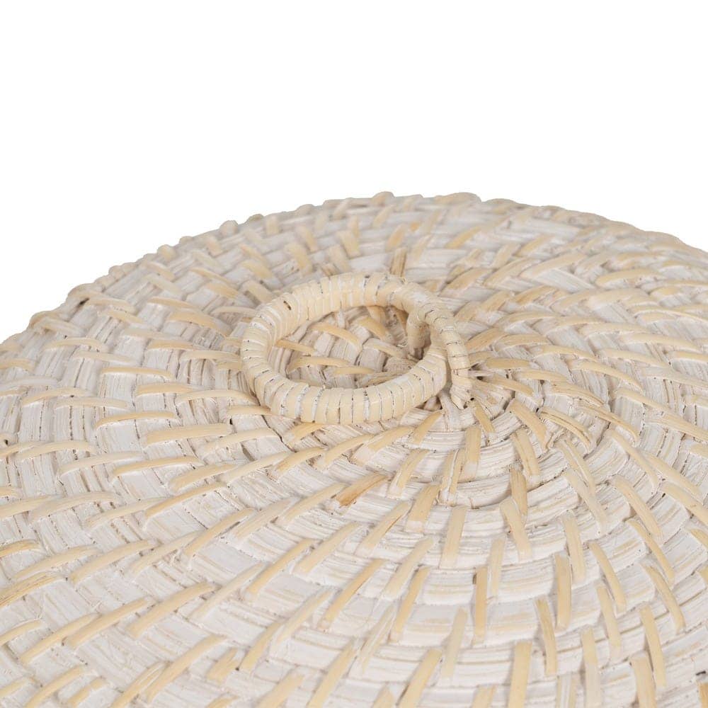 Cubre Alimentos Blanco de Fibra Natural de 18 cm - Elegante y Ecológico en Ratán y Bambú - Imagen 3