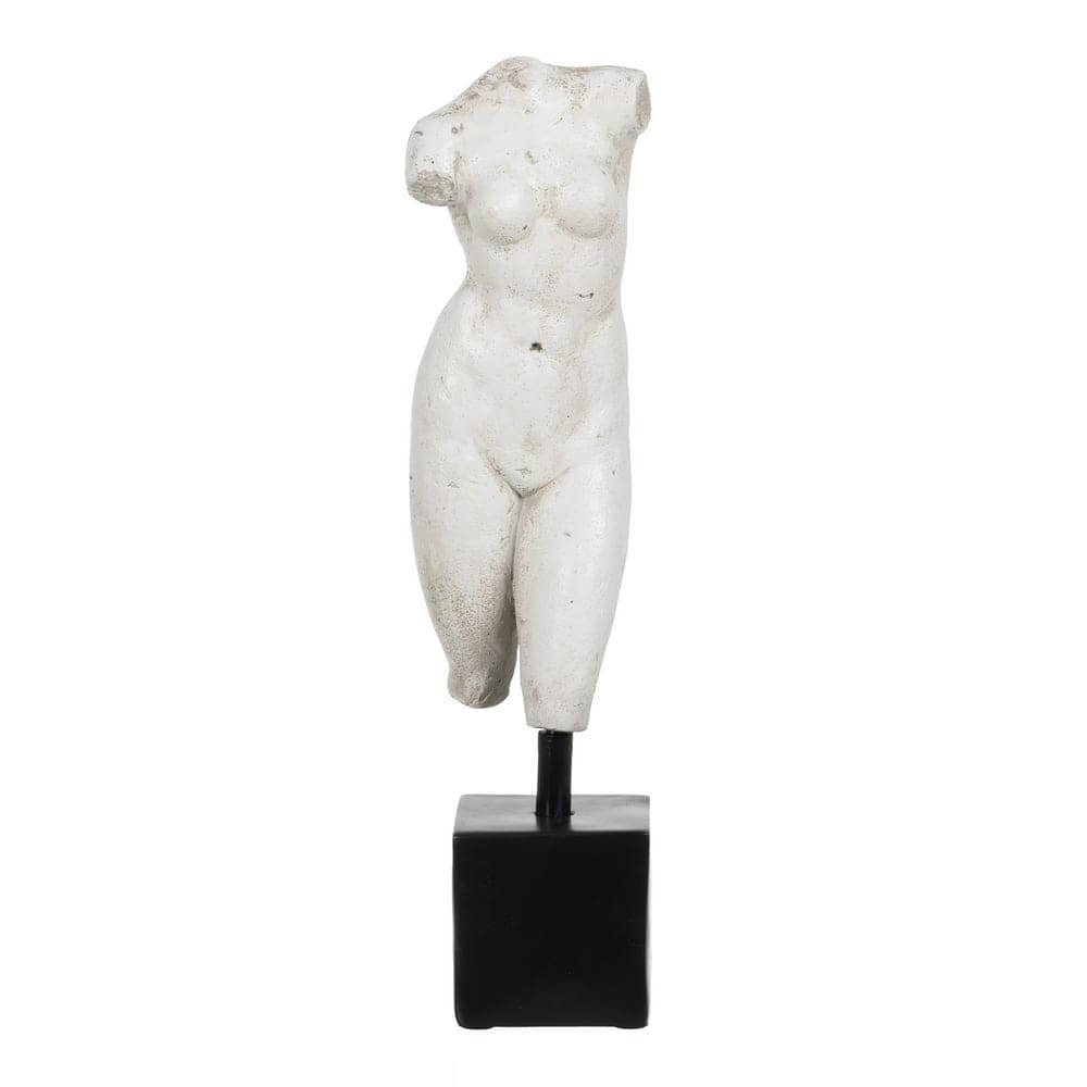 Escultura Busto Blanco Envejecido de Resina 43 cm con Base Negra - Decoración Elegante para el Hogar