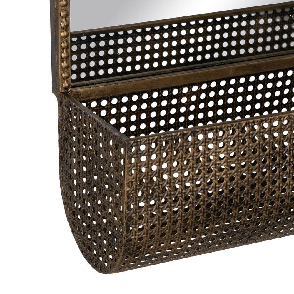 Espejo con Estante de Metal Dorado 53 cm - Elegante y Funcional para Decorar tu Hogar - Imagen 8