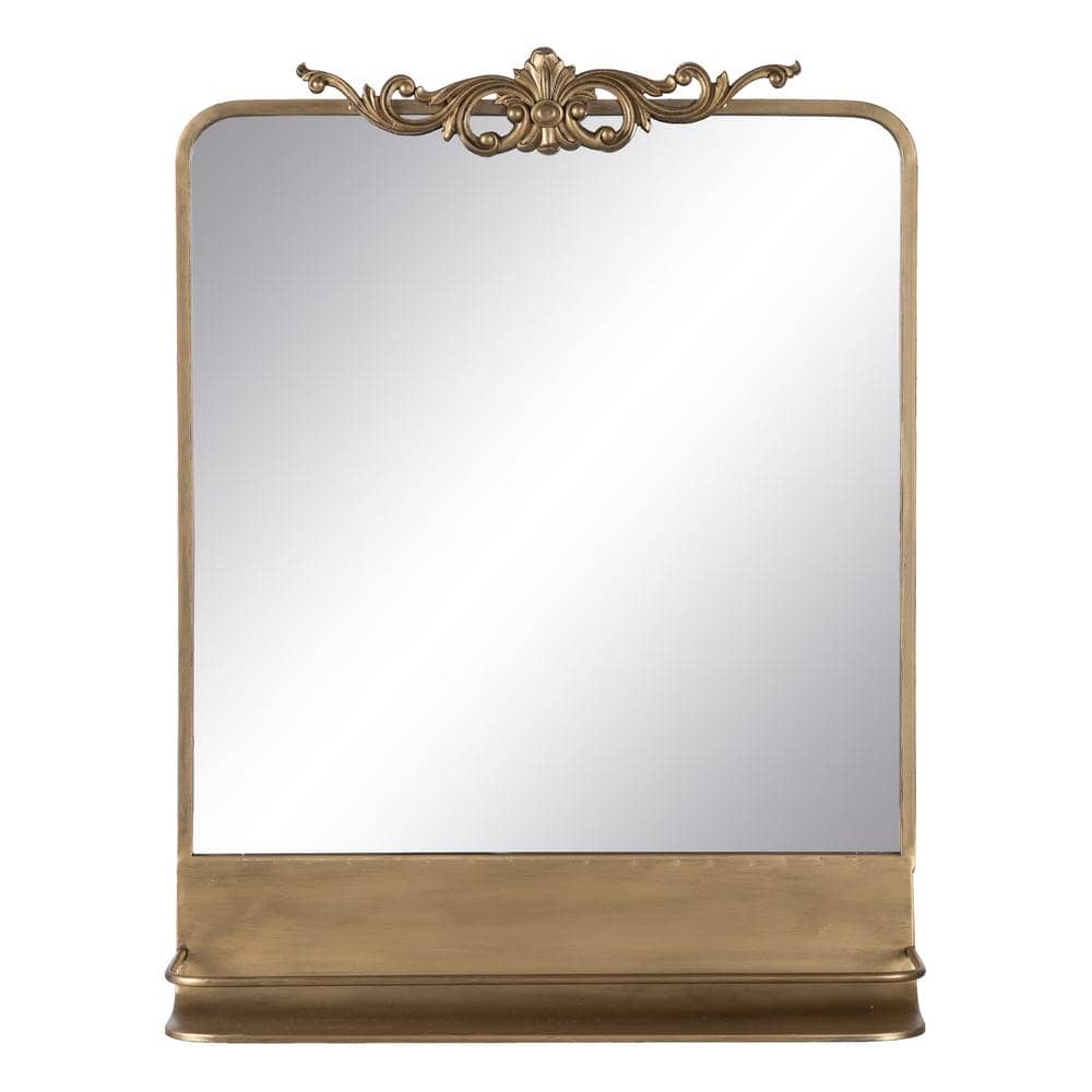 Espejo con Estante de Metal Dorado Vintage 65 cm - Elegancia y Funcionalidad para tu Hogar - Imagen 2