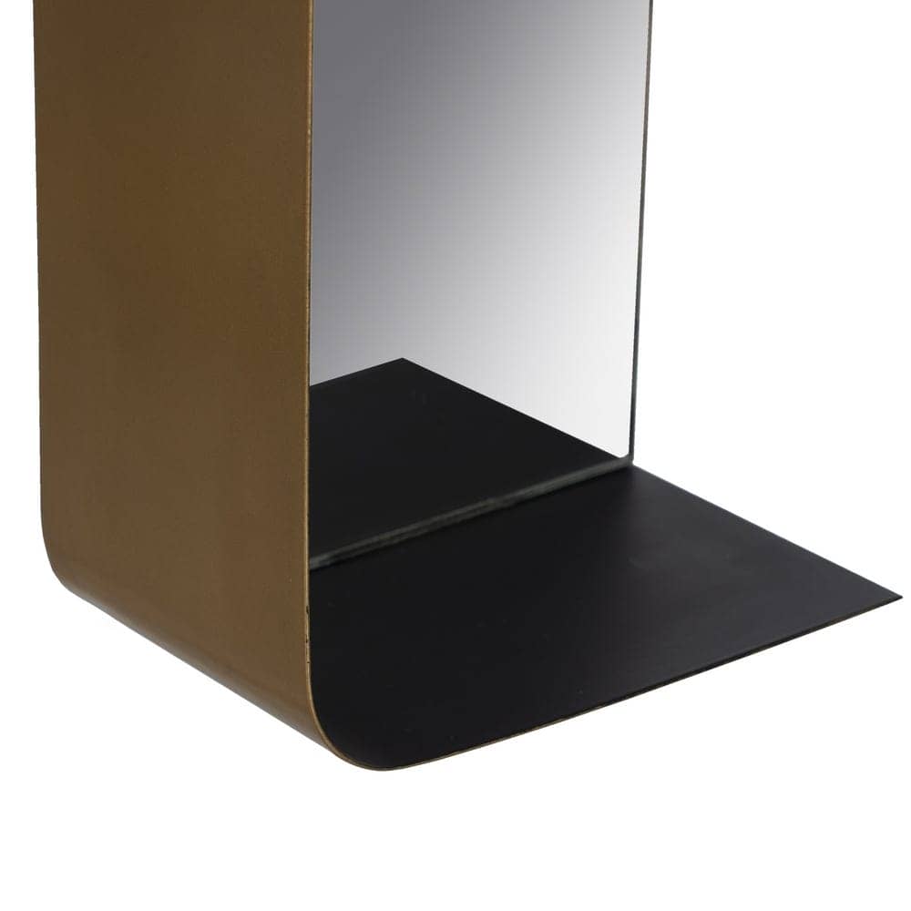 Espejo Moderno con Estante en Metal Negro y Oro de 20 cm - Diseño Elegante y Funcional para Decorar tu Hogar - Imagen 5