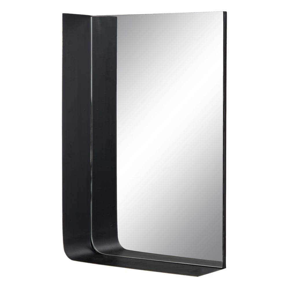 Espejo Decorativo con Estante Metálico en Negro y Oro - 40 cm, Diseño Moderno para Entrada y Salón - Imagen 3
