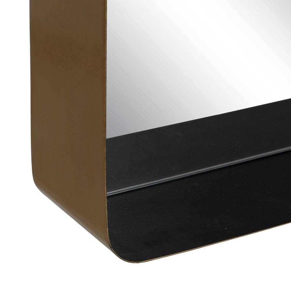 Espejo Decorativo con Estante Metálico en Negro y Oro - 40 cm, Diseño Moderno para Entrada y Salón - Imagen 5