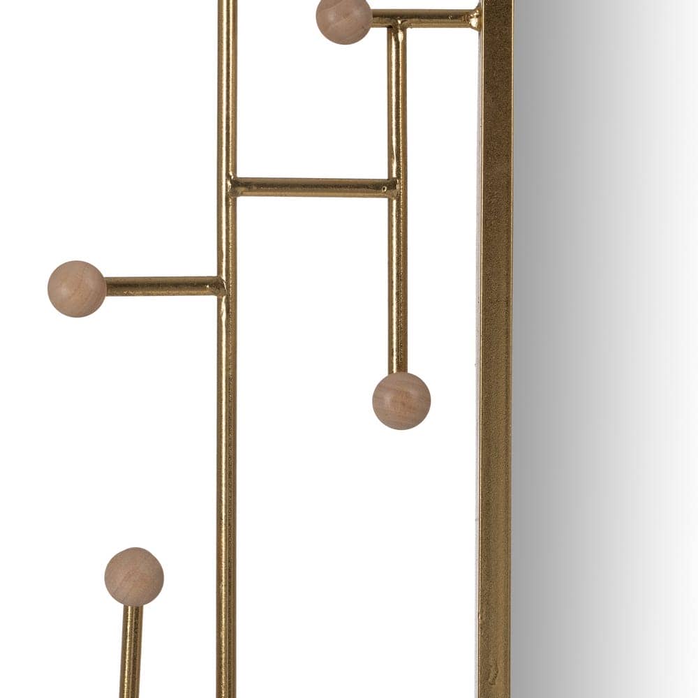 Espejo Decorativo Oro 55 cm con Diseño Moderno y Botones de Madera - Ideal para Salones y Entradas - Imagen 3