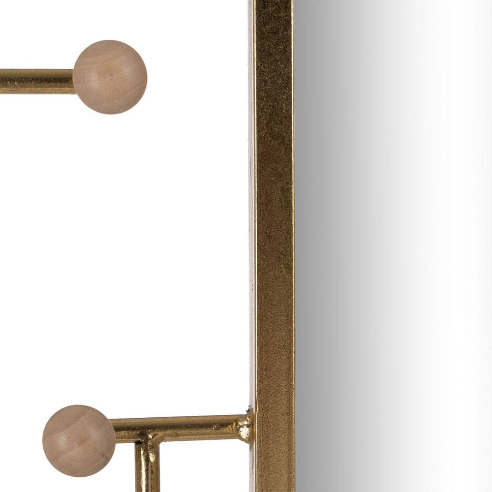 Espejo Decorativo Oro 55 cm con Diseño Moderno y Botones de Madera - Ideal para Salones y Entradas - Imagen 4