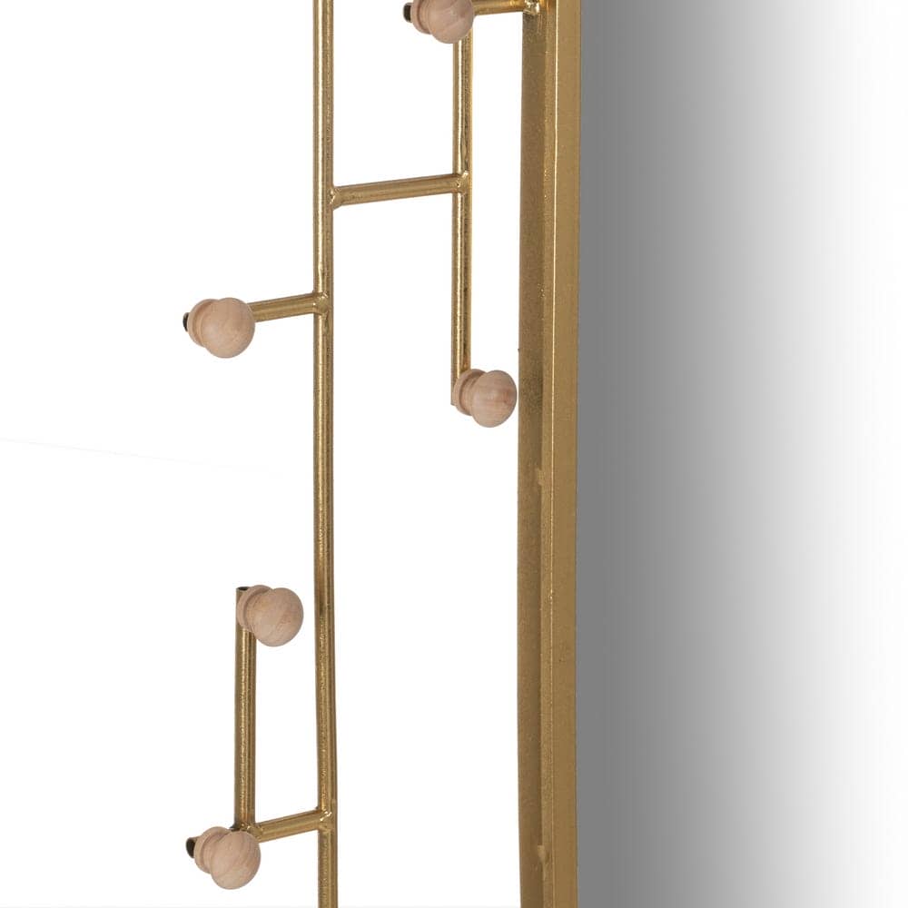 Espejo Decorativo Oro 55 cm con Diseño Moderno y Botones de Madera - Ideal para Salones y Entradas - Imagen 5
