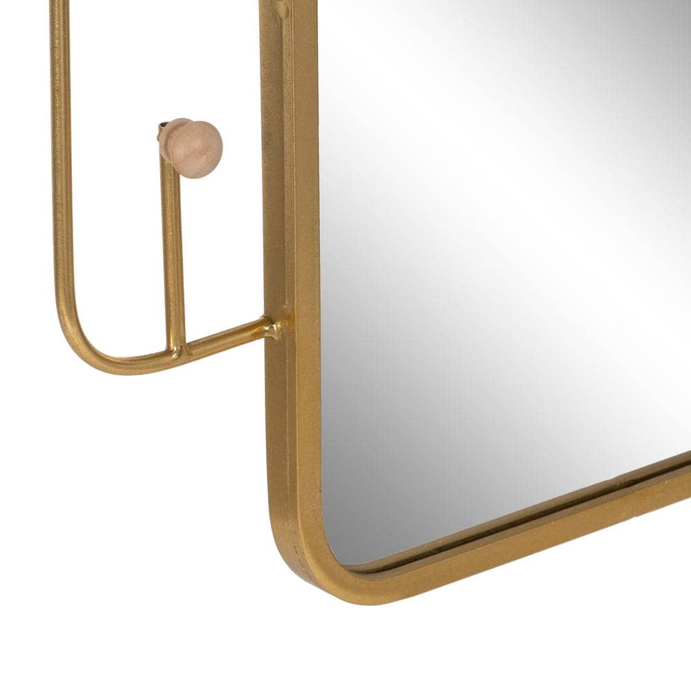 Espejo Decorativo Oro 55 cm con Diseño Moderno y Botones de Madera - Ideal para Salones y Entradas - Imagen 7