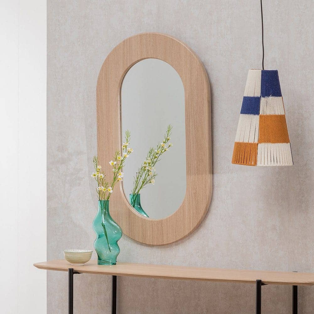 Espejo Natural de DM y Cristal 85 cm - Diseño Elegante con Marco de Madera, Ideal para Salón, Entrada y Dormitorio - Imagen 7