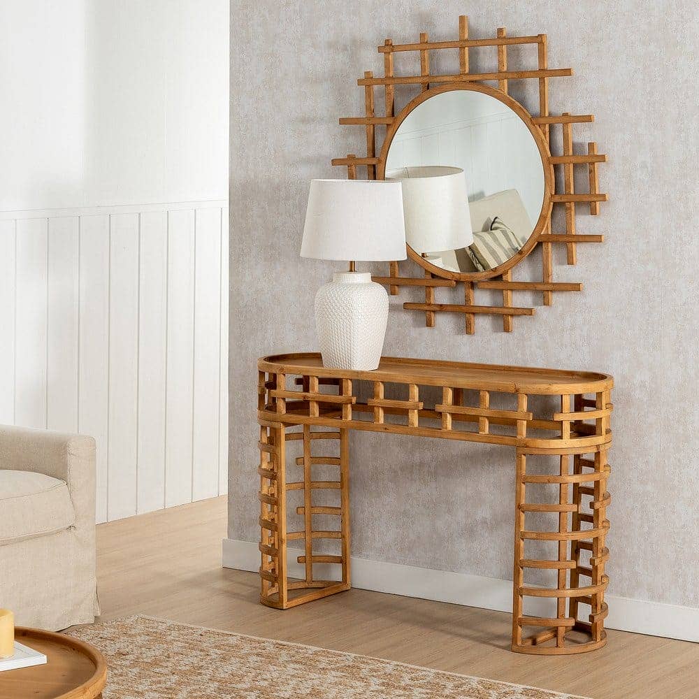 Espejo Natural de Madera de Abeto 100 cm - Decoración Elegante y Moderna para Salón, Recibidor y Baño - Imagen 7