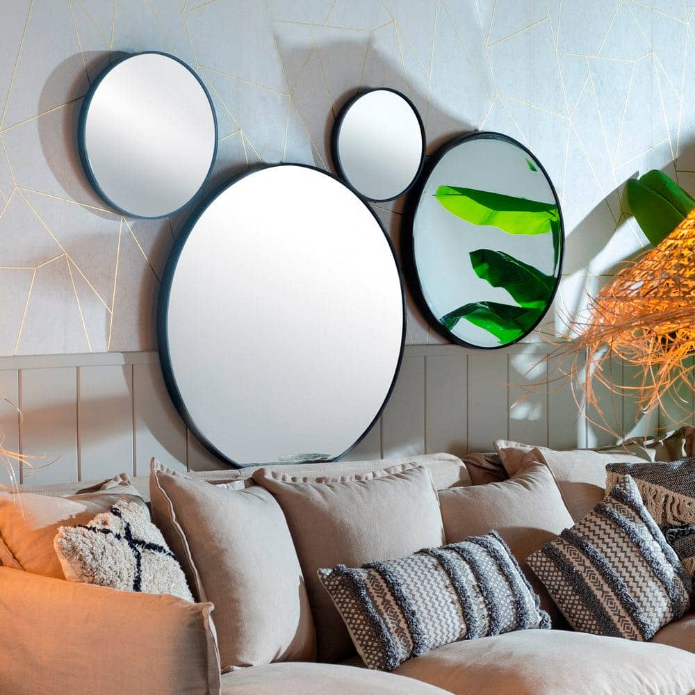 Espejo Negro Aluminio-Cristal 80 cm - Elegante y Moderno para Salones y Habitaciones, Instalación Fácil y Duradero - Imagen 5