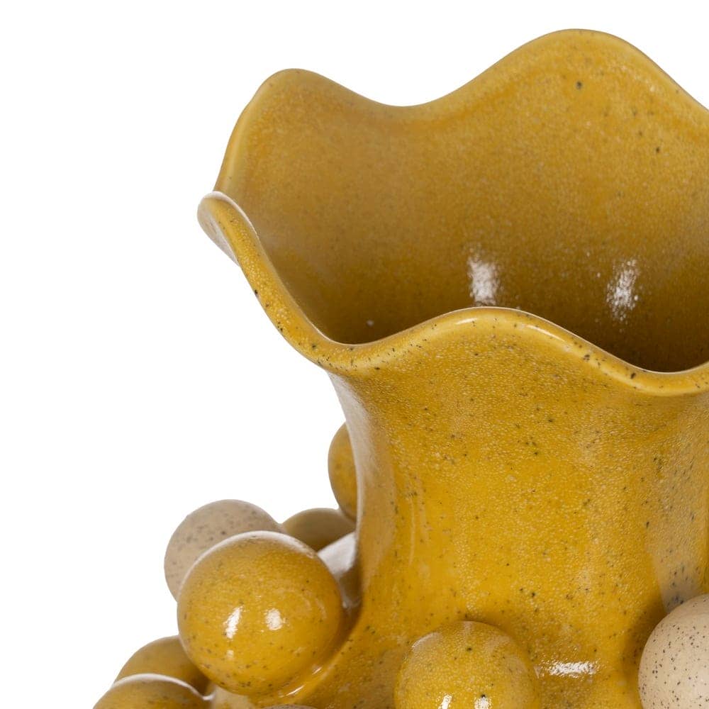 Jarrón Decorativo de Cerámica Amarillo-Blanco de 39 cm - Ideal para Decoración de Interiores - Imagen 3