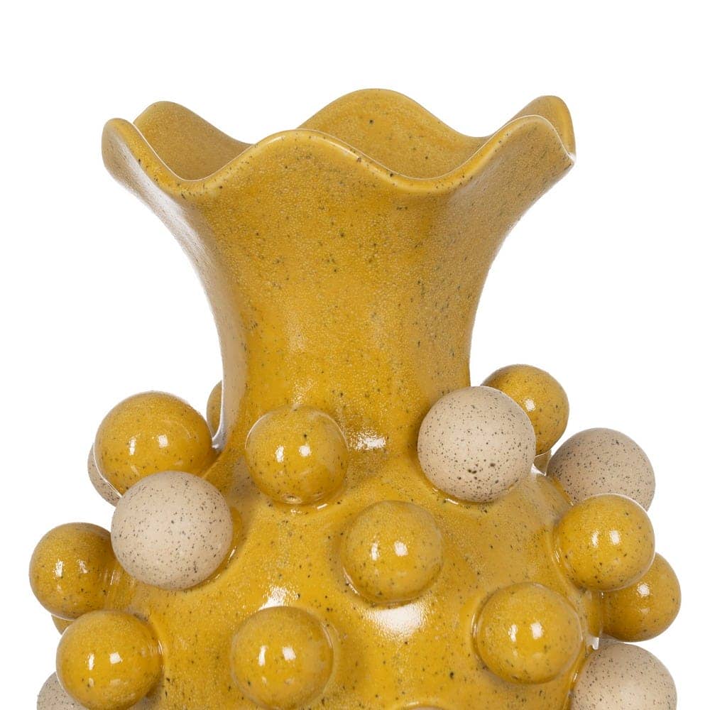 Jarrón Decorativo de Cerámica Amarillo-Blanco de 39 cm - Ideal para Decoración de Interiores - Imagen 4
