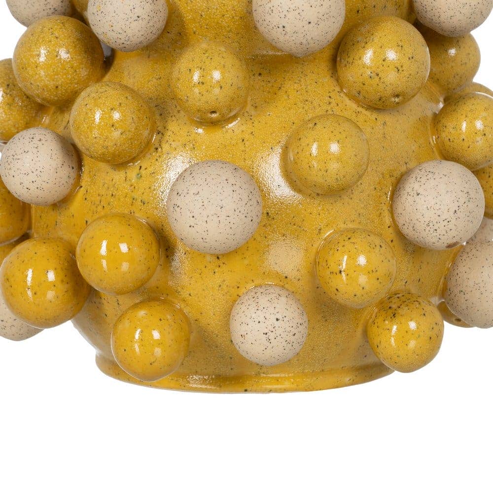 Jarrón Decorativo de Cerámica Amarillo-Blanco de 39 cm - Ideal para Decoración de Interiores - Imagen 6