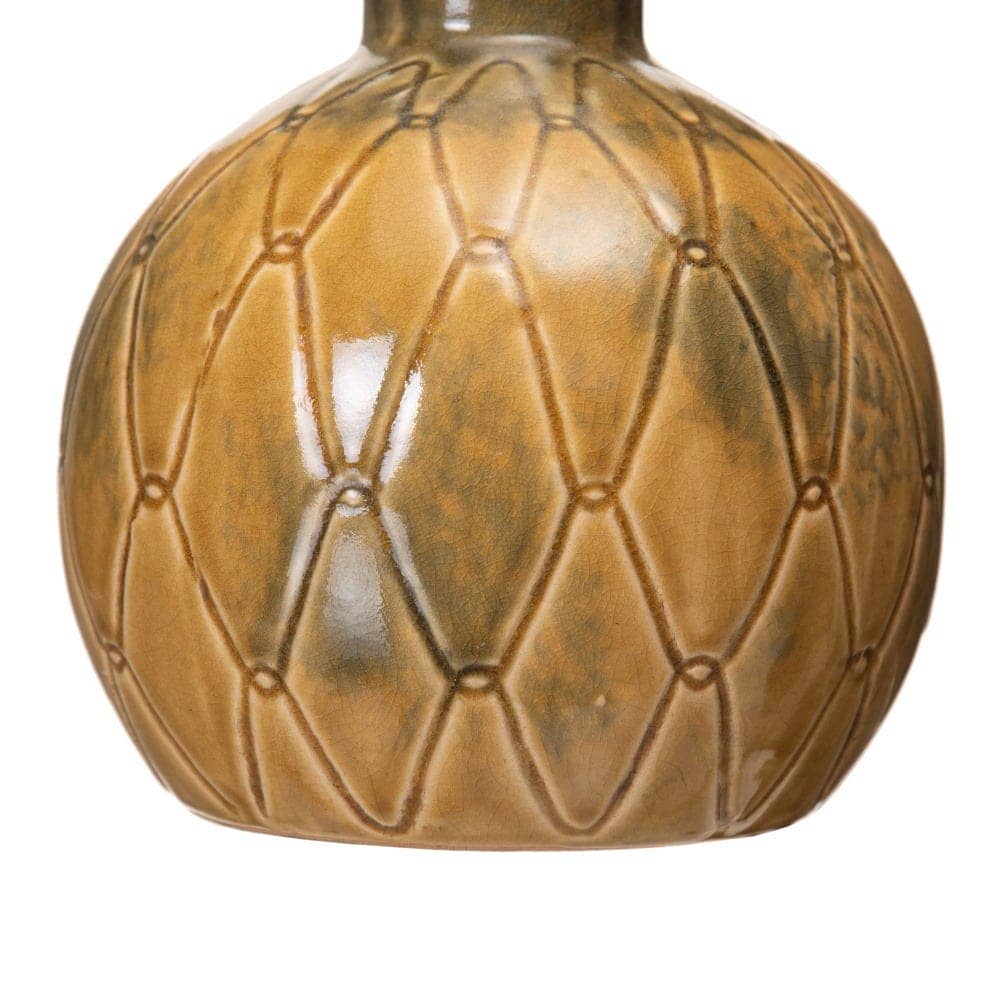 Jarrón de Cerámica Mostaza para Decoración - 18 cm, Boca de 3.5 cm, Ideal para Hogar y Oficina - Imagen 4