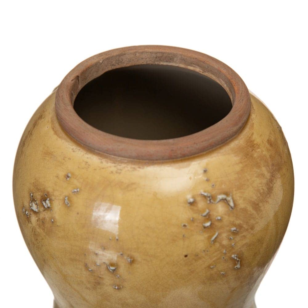 Jarrón de Cerámica Mostaza para Decoración - 21,5 cm, Boca de 7,5 cm, Ideal para Hogar y Oficina - Imagen 3