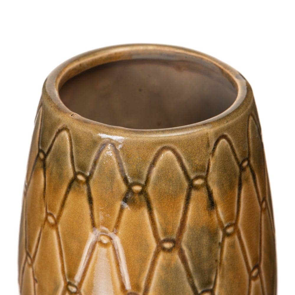 Jarrón de Cerámica Mostaza para Decoración - 22,5 cm, Boca de 9,5 cm, Ideal para Hogar y Oficina - Imagen 3
