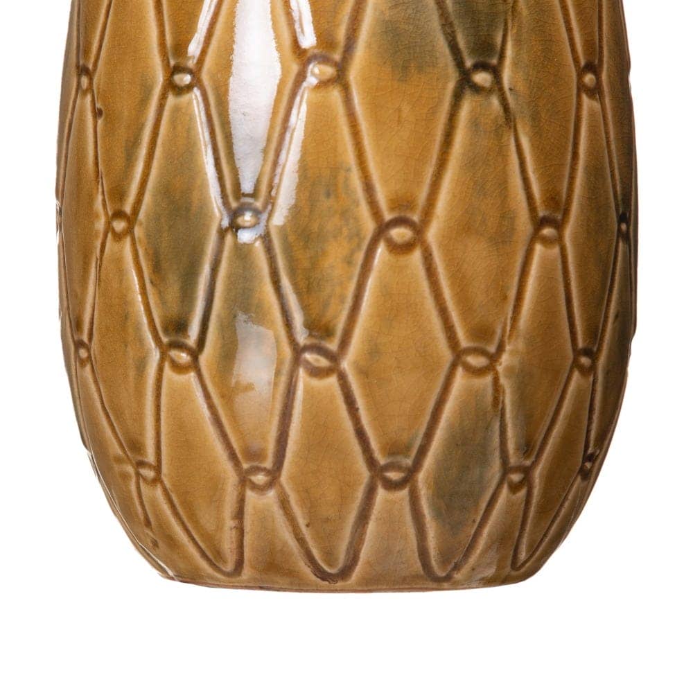 Jarrón de Cerámica Mostaza para Decoración - 22,5 cm, Boca de 9,5 cm, Ideal para Hogar y Oficina - Imagen 4