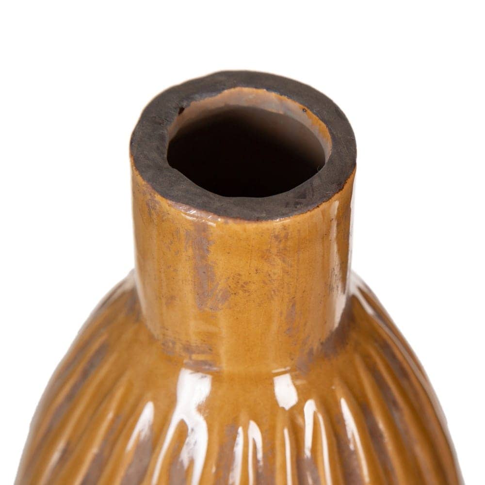 Jarrón de Cerámica Mostaza para Decoración - 25,5 cm, Boca de 3,5 cm, Ideal para Hogar y Oficina - Imagen 3