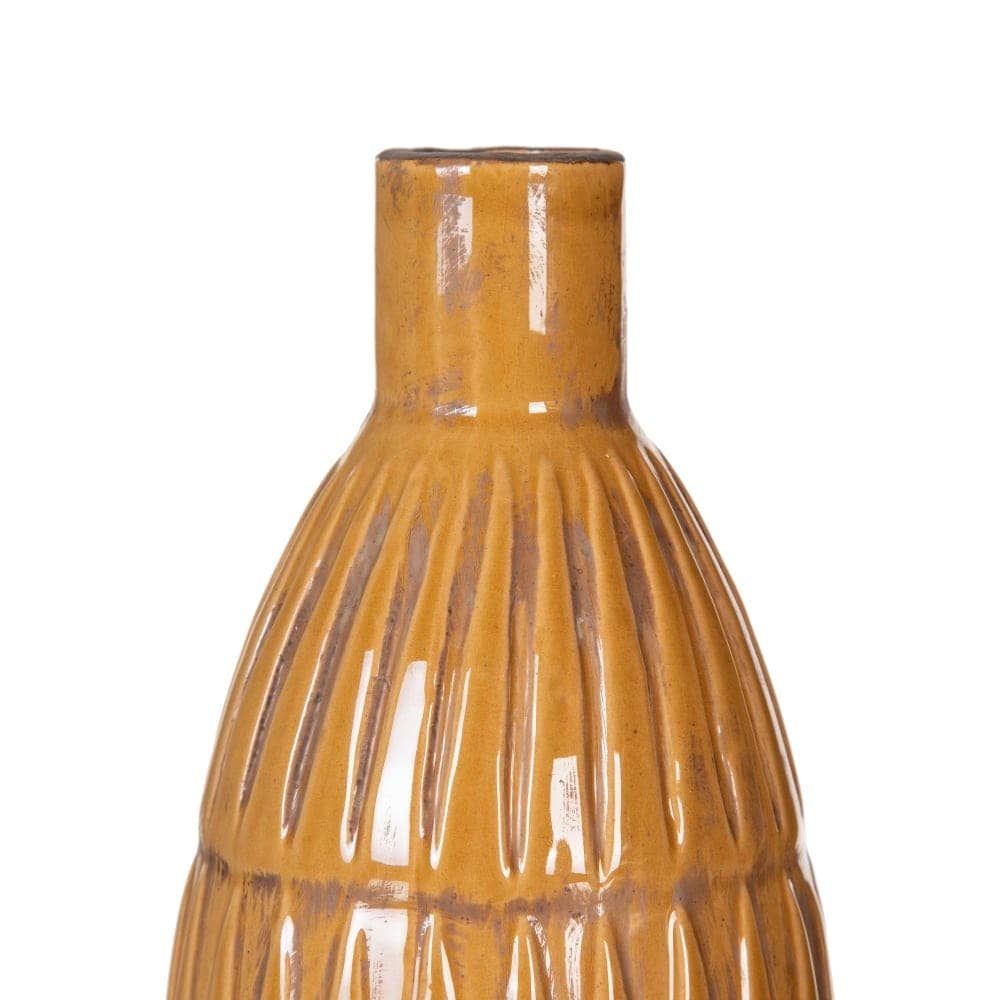 Jarrón de Cerámica Mostaza para Decoración - 25,5 cm, Boca de 3,5 cm, Ideal para Hogar y Oficina - Imagen 4