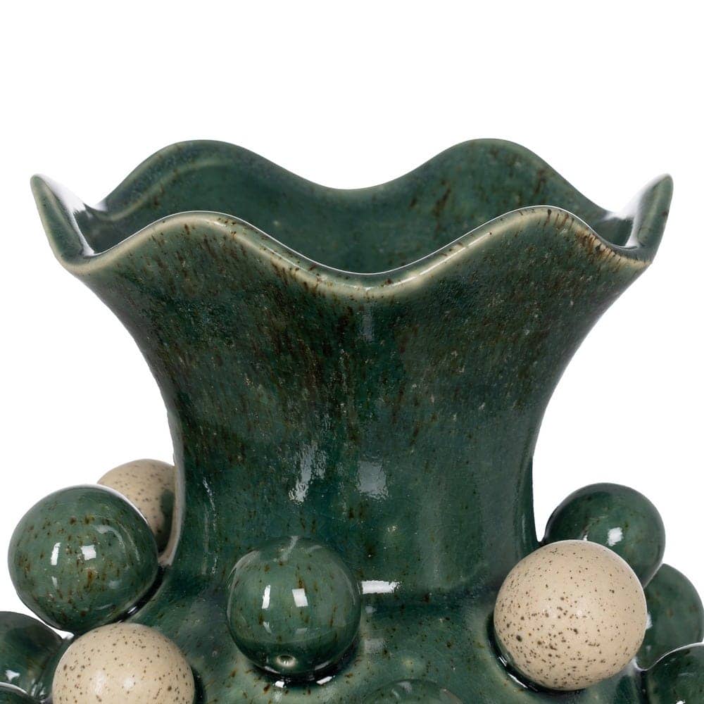 Jarrón Decorativo de Cerámica Verde-Blanco de 31 cm - Ideal para Decoración de Interiores y Exteriores - Imagen 4