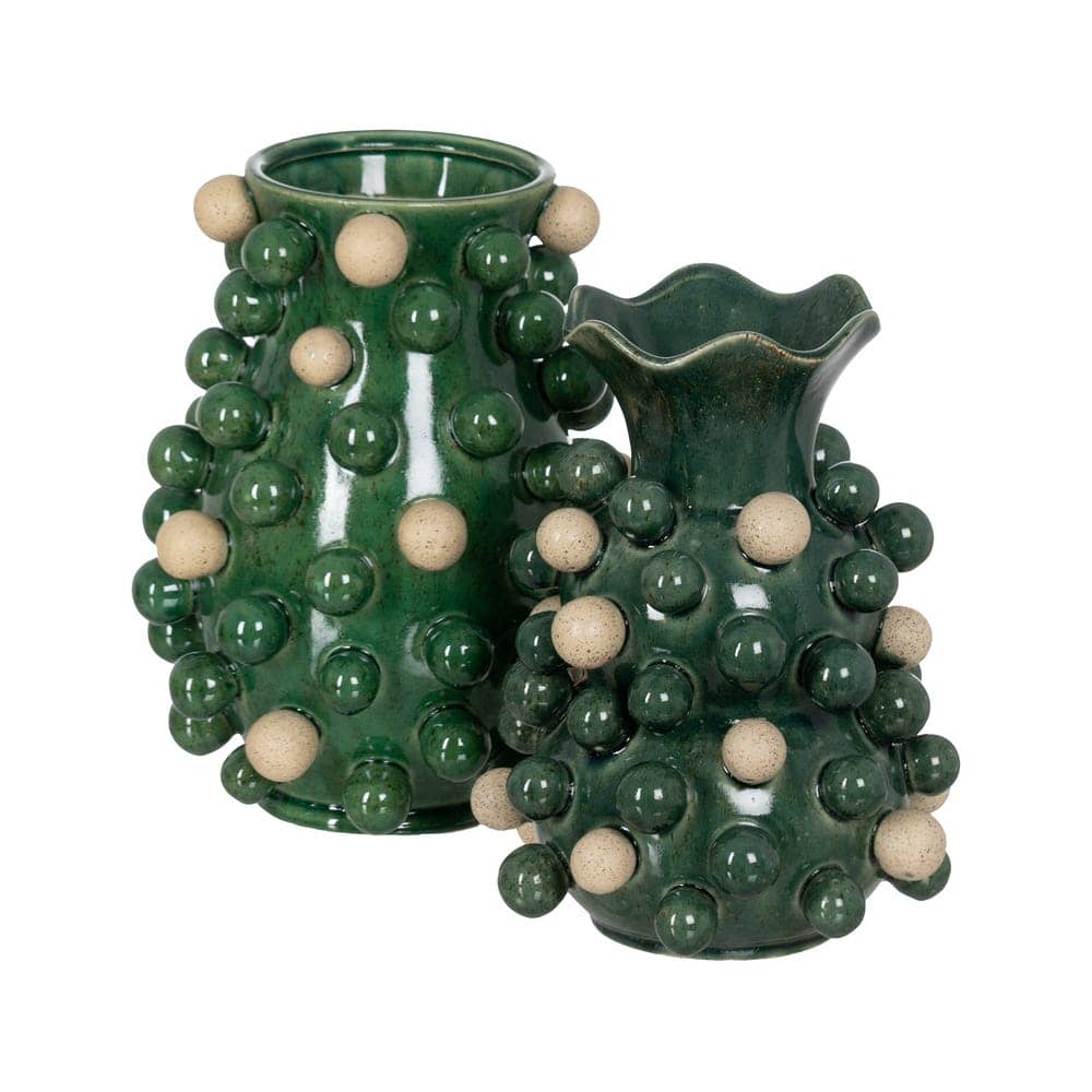 Jarrón Decorativo de Cerámica Verde-Blanco de 34 cm - Ideal para Decoración de Interiores y Exteriores - Imagen 2