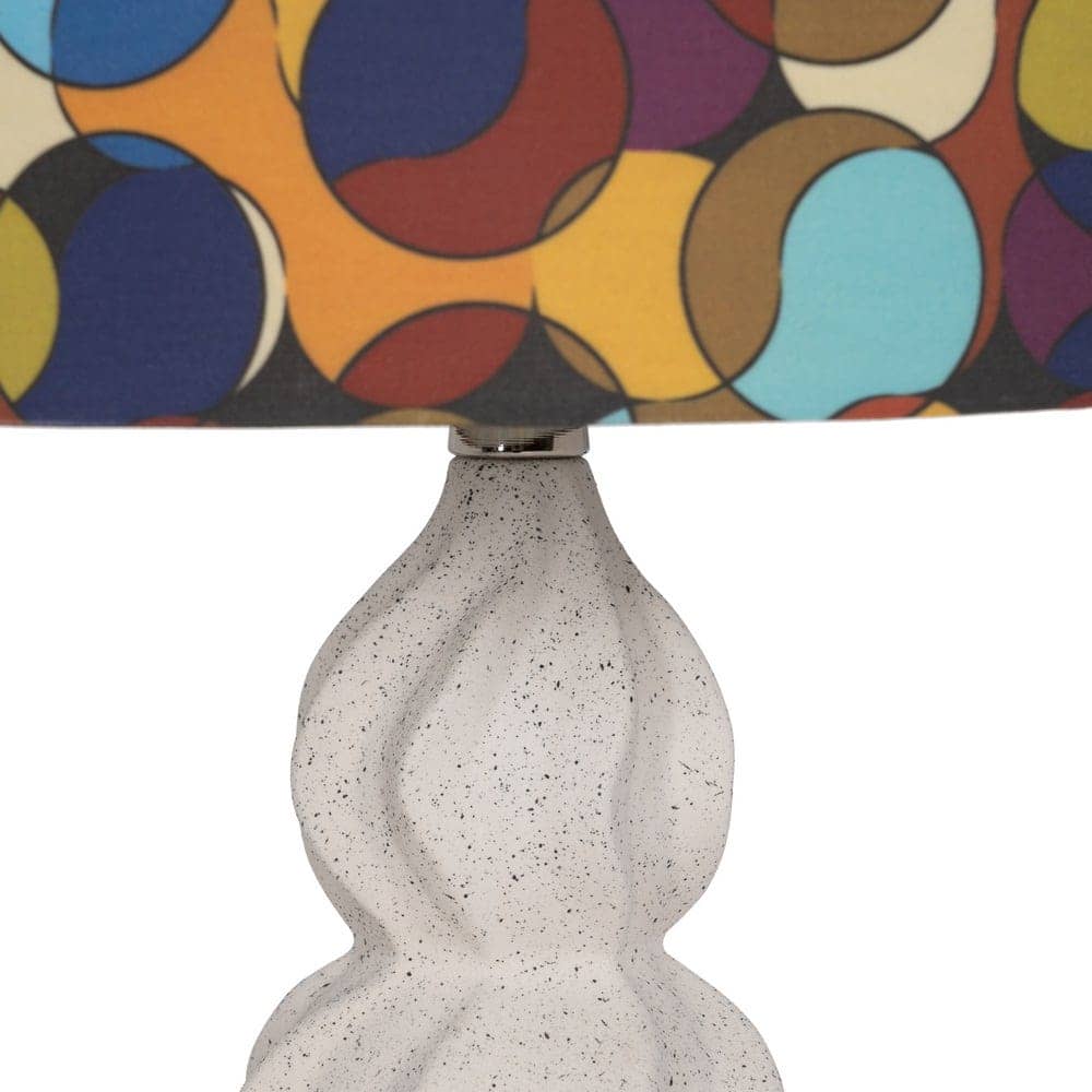 Lámpara de Mesa Cerámica Multicolor de 60 cm - Base de Cerámica y Tulipa de Tejido 100% Poliéster, Casquillo E27, Ideal para Decoración de Interiores - Imagen 3