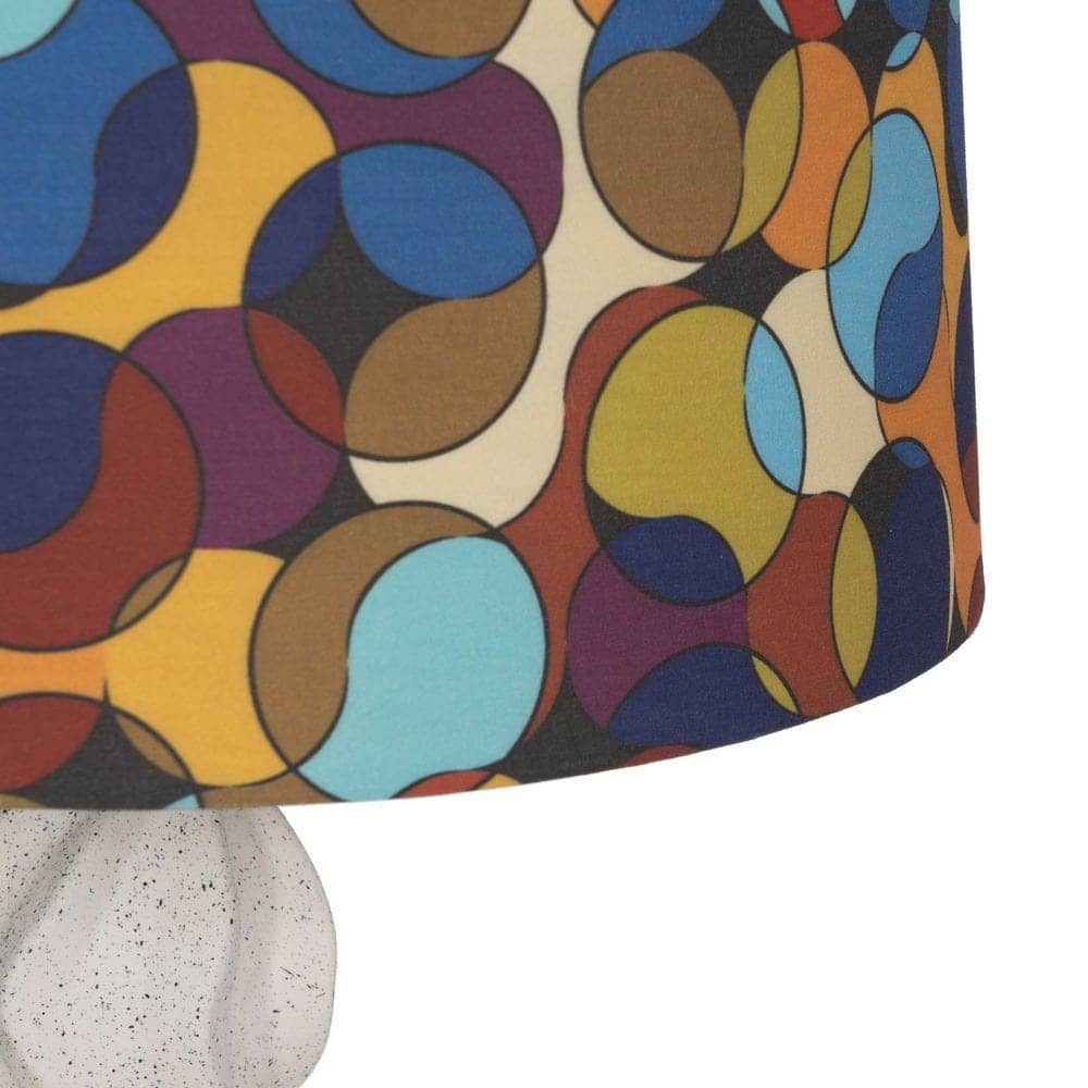 Lámpara de Mesa Cerámica Multicolor de 60 cm - Base de Cerámica y Tulipa de Tejido 100% Poliéster, Casquillo E27, Ideal para Decoración de Interiores - Imagen 6