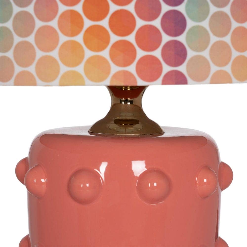 Lámpara de Mesa Cerámica Rosa con Base Metálica - 60,5 cm de Altura, Tulipa de Tejido 100% Poliéster, Casquillo E27, Ideal para Decoración Moderna - Imagen 3