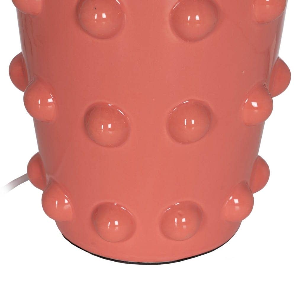 Lámpara de Mesa Cerámica Rosa con Base Metálica - 60,5 cm de Altura, Tulipa de Tejido 100% Poliéster, Casquillo E27, Ideal para Decoración Moderna - Imagen 5