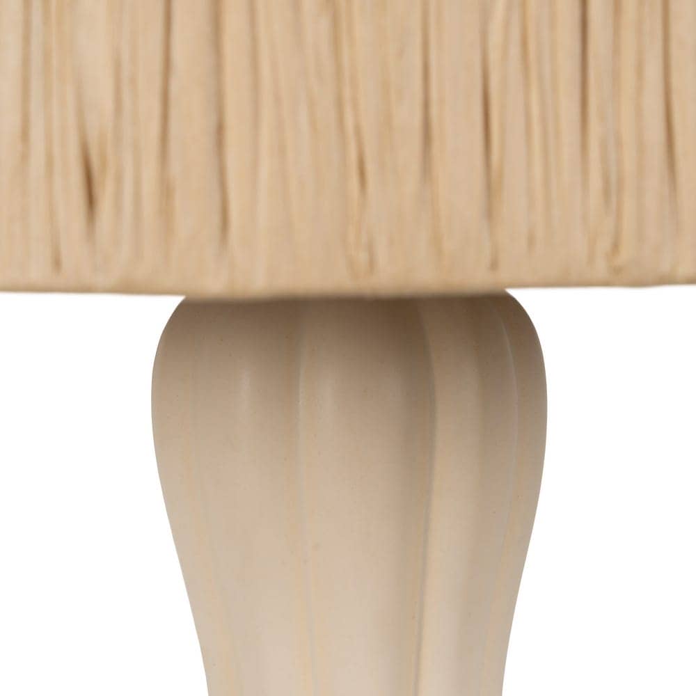 Lámpara de Mesa Crema de Cerámica con Pantalla de Fibra Natural - 53 cm, E27, 1x40W (No Incluida), Ideal para Decoración Moderna - Imagen 3